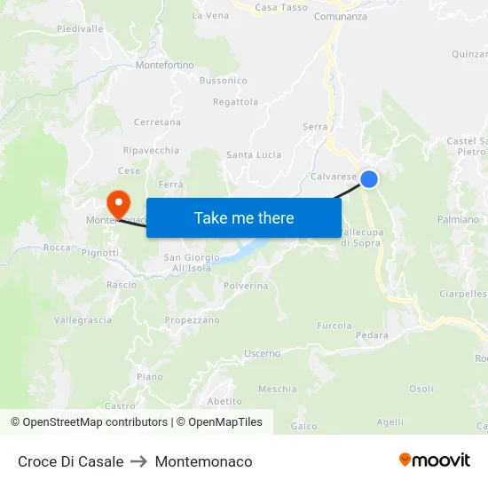 Croce Di Casale to Montemonaco map