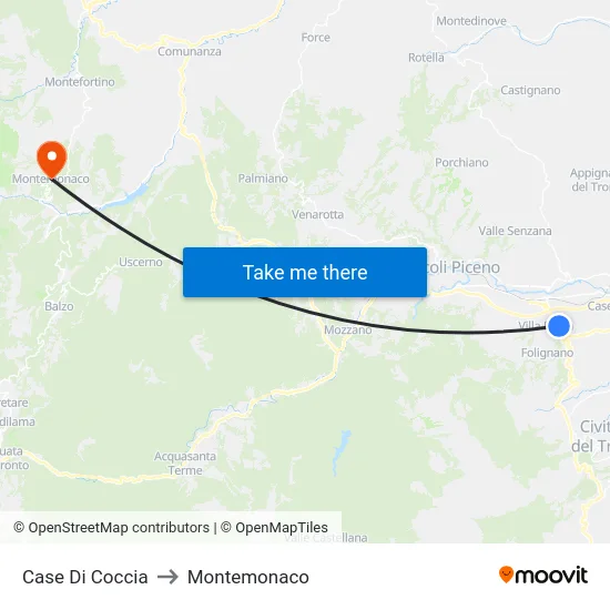 Case Di Coccia to Montemonaco map