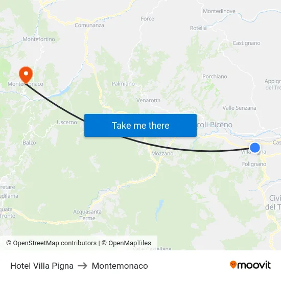 Hotel Villa Pigna to Montemonaco map