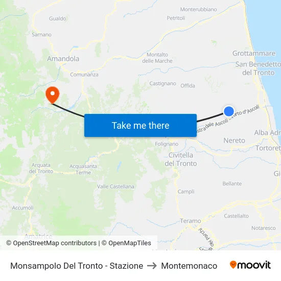 Monsampolo Del Tronto - Stazione to Montemonaco map