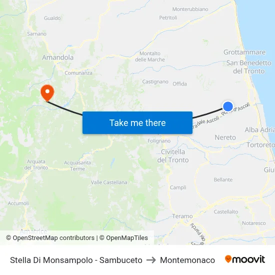 Stella Di Monsampolo - Sambuceto to Montemonaco map