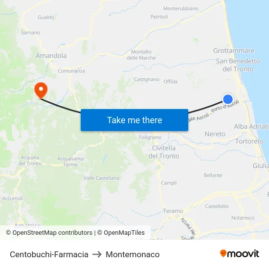 Centobuchi-Farmacia to Montemonaco map