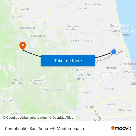 Centobuchi - Sant'Anna to Montemonaco map