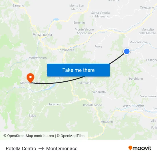 Rotella Centro to Montemonaco map