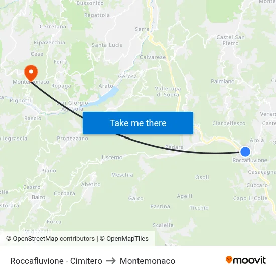 Roccafluvione - Cemetery to Montemonaco map