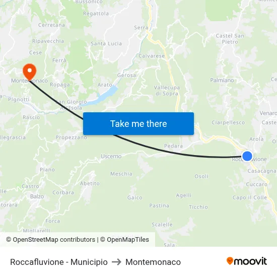 Roccafluvione - Town Hall to Montemonaco map