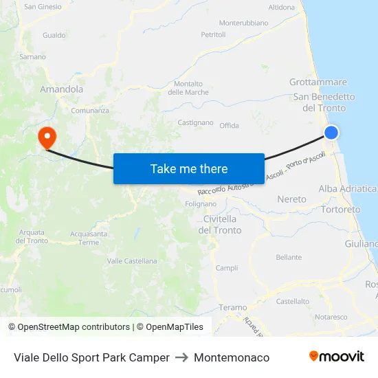 Sports Avenue Camper Park to Montemonaco map