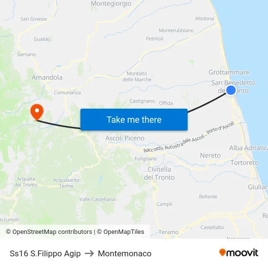Ss16 S.Filippo Agip to Montemonaco map
