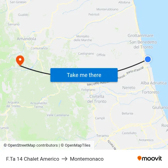 Stop 14 Chalet Americo to Montemonaco map