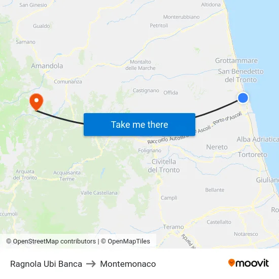 Ragnola Ubi Banca to Montemonaco map