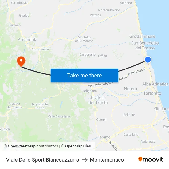 Sports Avenue Biancoazzurro to Montemonaco map