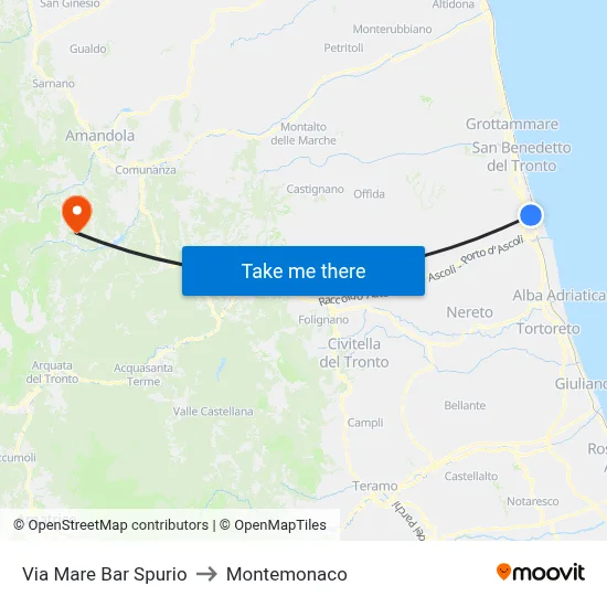 Mare Street - Spurio Bar to Montemonaco map