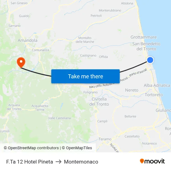 Stop 12 Hotel Pineta to Montemonaco map