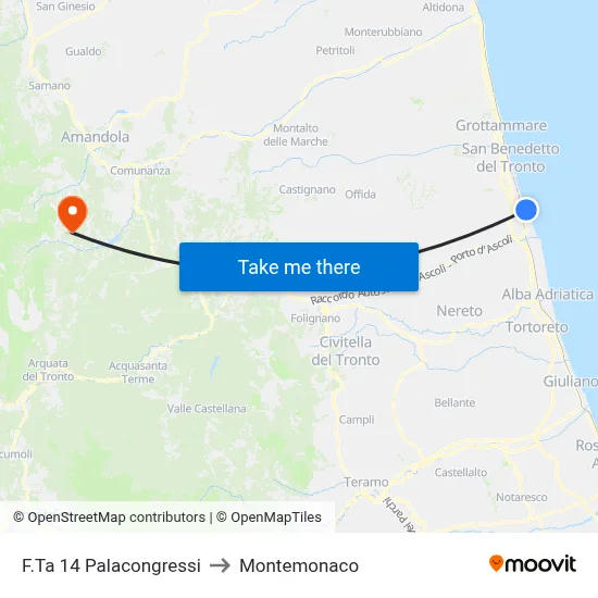 Stop 14 Conference Center to Montemonaco map