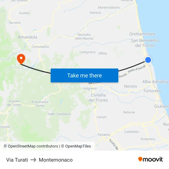 Via Turati to Montemonaco map
