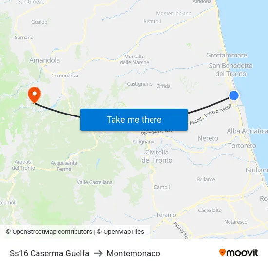 Ss16 Caserma Guelfa to Montemonaco map