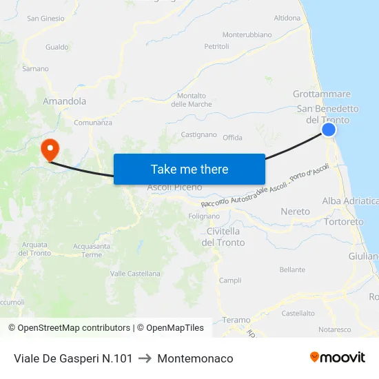 Viale De Gasperi N.101 to Montemonaco map
