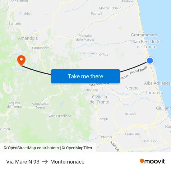 Via Mare No 93 to Montemonaco map