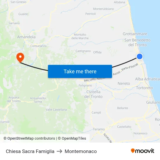 Sacred Family Church to Montemonaco map