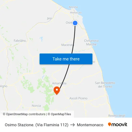 Osimo Stazione. (Via Flaminia 112) to Montemonaco map