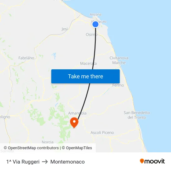 1^ Via Ruggeri to Montemonaco map