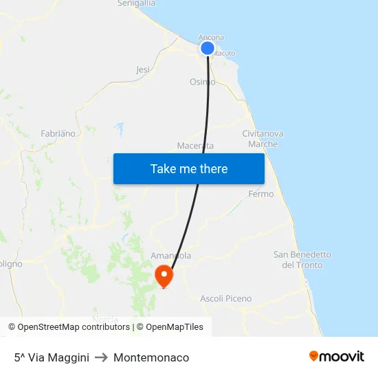 5^ Via Maggini to Montemonaco map