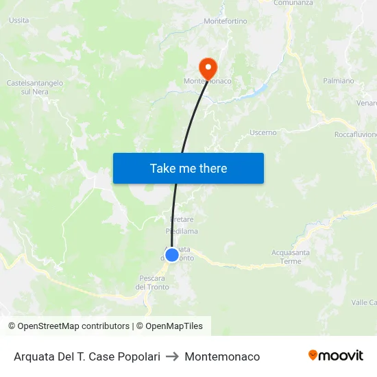 Arquata Del Tronto Public Housing to Montemonaco map