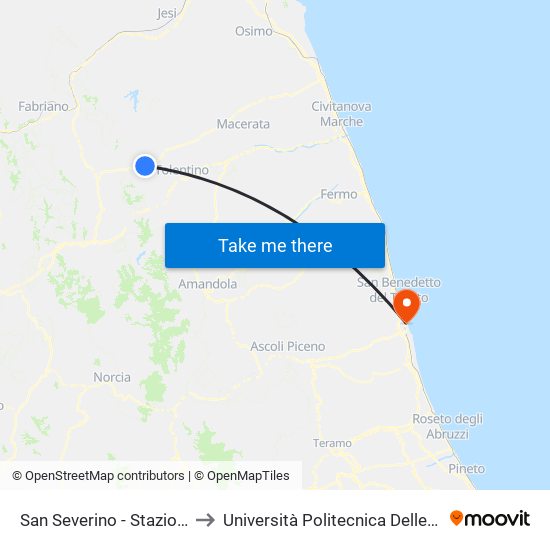 San Severino - Stazione F.S. to Università Politecnica Delle Marche map