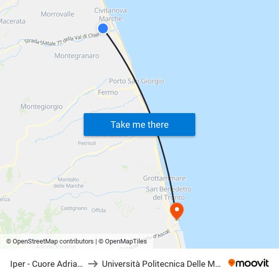 Iper - Cuore Adriatico to Università Politecnica Delle Marche map