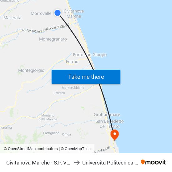 Civitanova Marche - S.P. Vergini (Manegg to Università Politecnica Delle Marche map