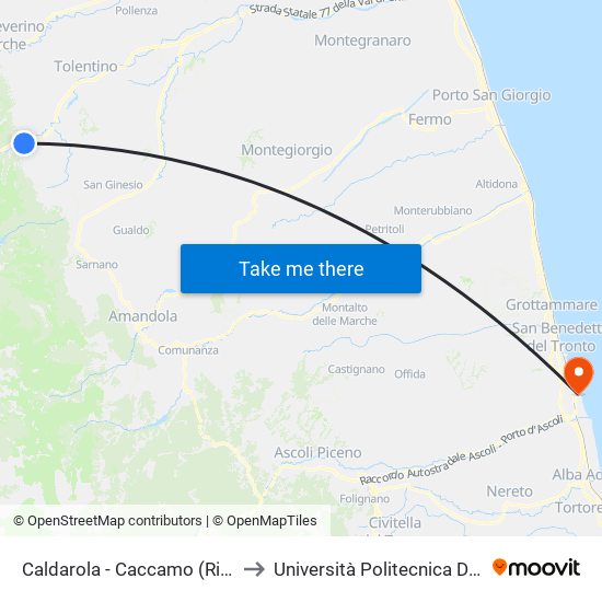 Caldarola - Caccamo (Rist. Ferranti) to Università Politecnica Delle Marche map
