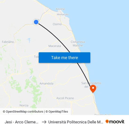 Jesi - Arco Clementino to Università Politecnica Delle Marche map