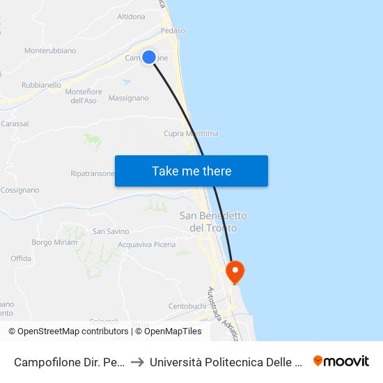 Campofilone Dir. Pedaso to Università Politecnica Delle Marche map
