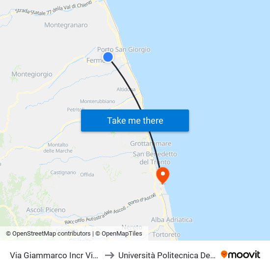 Via Giammarco Incr Via Abruzzo to Università Politecnica Delle Marche map