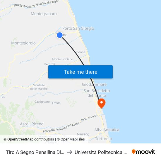 Tiro A Segno Pensilina Dir Capodarco to Università Politecnica Delle Marche map