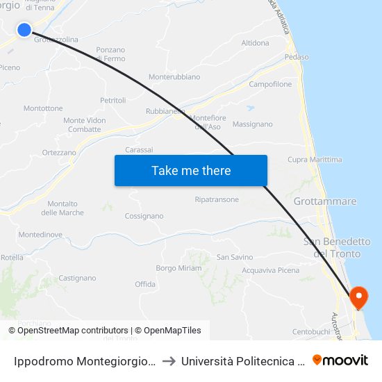 Ippodromo Montegiorgio Dir. Amandola to Università Politecnica Delle Marche map