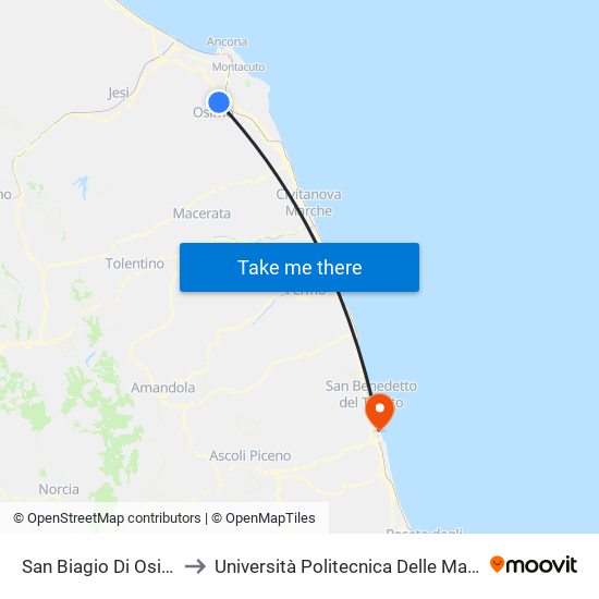 San Biagio Di Osimo to Università Politecnica Delle Marche map