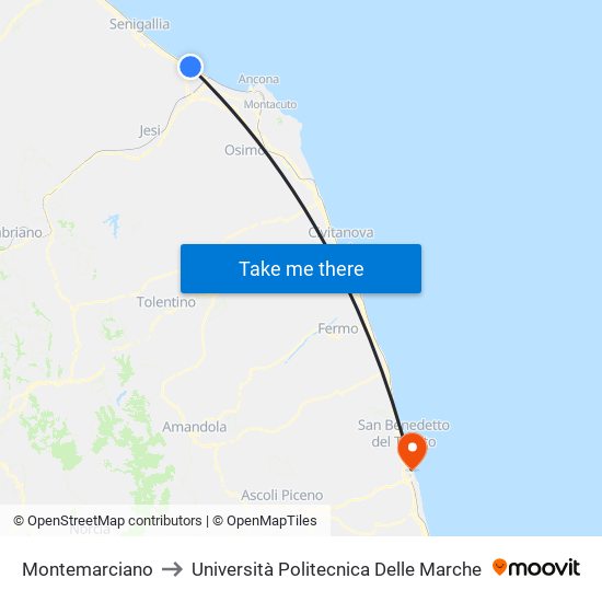 Montemarciano to Università Politecnica Delle Marche map