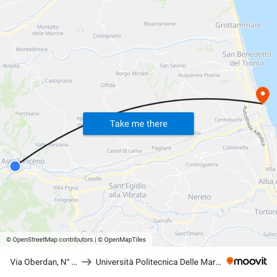 Via Oberdan, N° 63 to Università Politecnica Delle Marche map