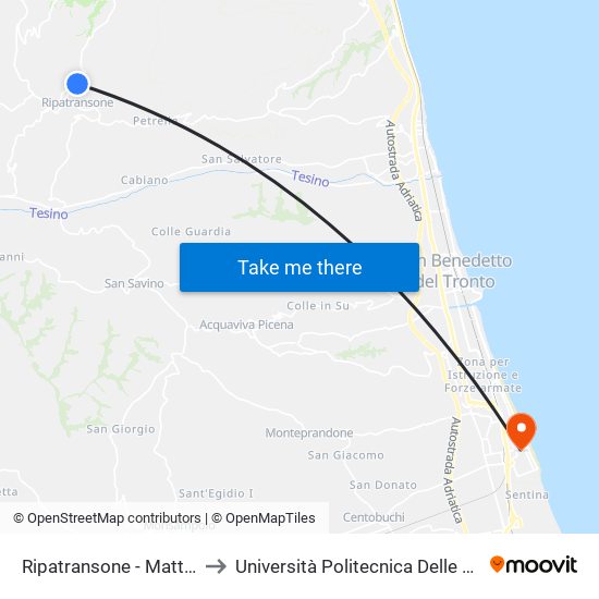 Ripatransone - Mattatoio to Università Politecnica Delle Marche map