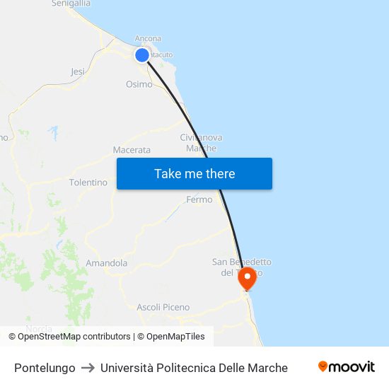 Pontelungo to Università Politecnica Delle Marche map