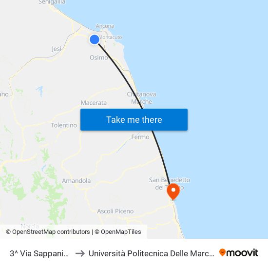 3^ Via Sappanico to Università Politecnica Delle Marche map