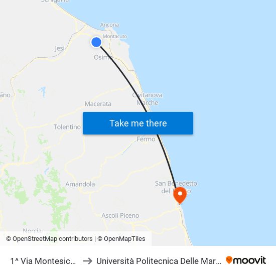 1^ Via Montesicuro to Università Politecnica Delle Marche map