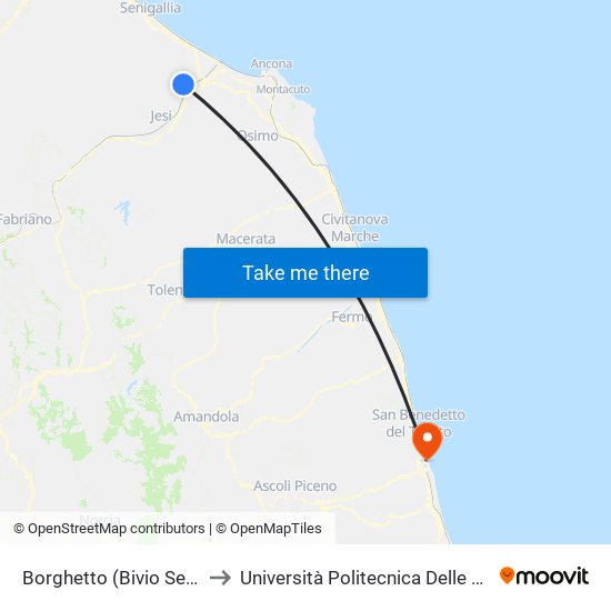 Borghetto (Bivio Selva )R to Università Politecnica Delle Marche map
