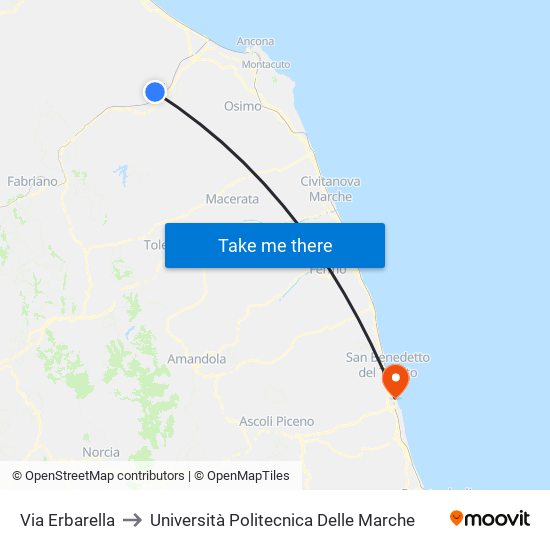 Via Erbarella to Università Politecnica Delle Marche map