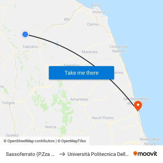 Sassoferrato (P.Zza Bartolo) to Università Politecnica Delle Marche map