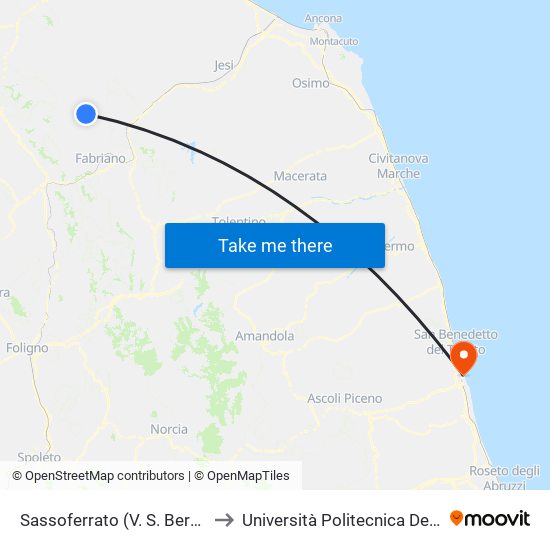 Sassoferrato (V. S. Bernardino 1) to Università Politecnica Delle Marche map