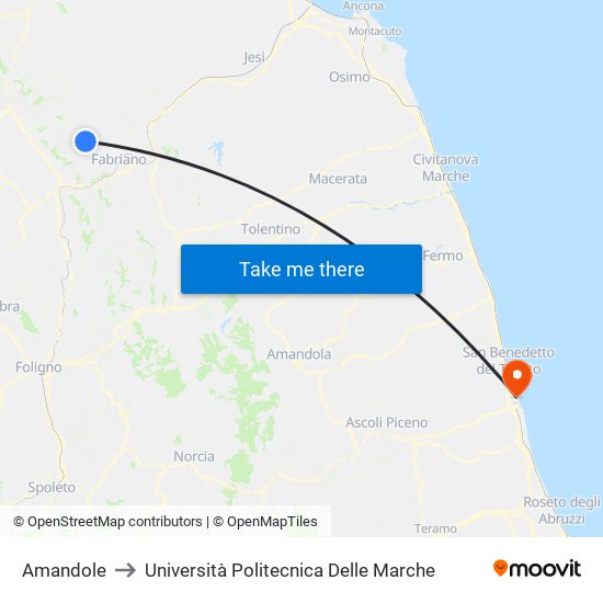 Amandole to Università Politecnica Delle Marche map