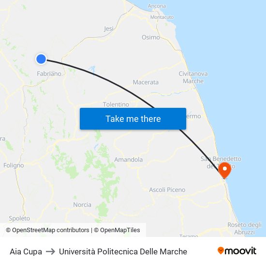 Aia Cupa to Università Politecnica Delle Marche map
