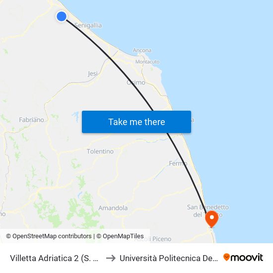 Villetta Adriatica 2 (S. Costanzo) to Università Politecnica Delle Marche map